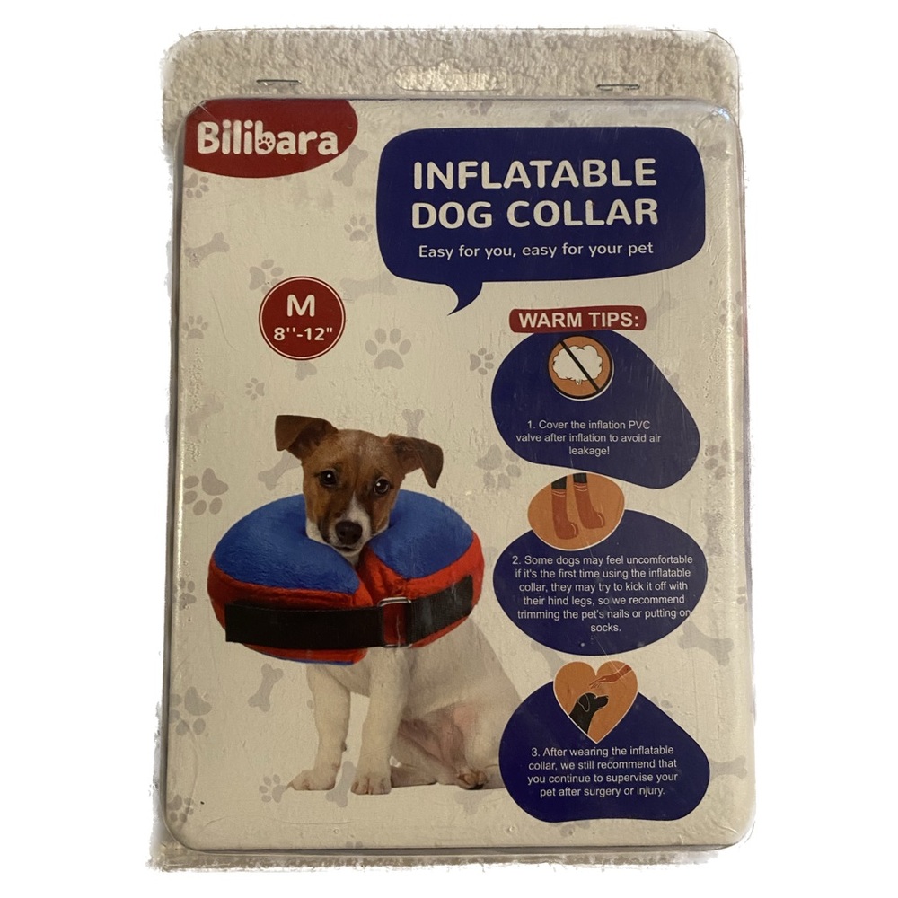 Bilibara Inflatable Dog Collar Size Medium 8”-12” for Medium Breed Dogs